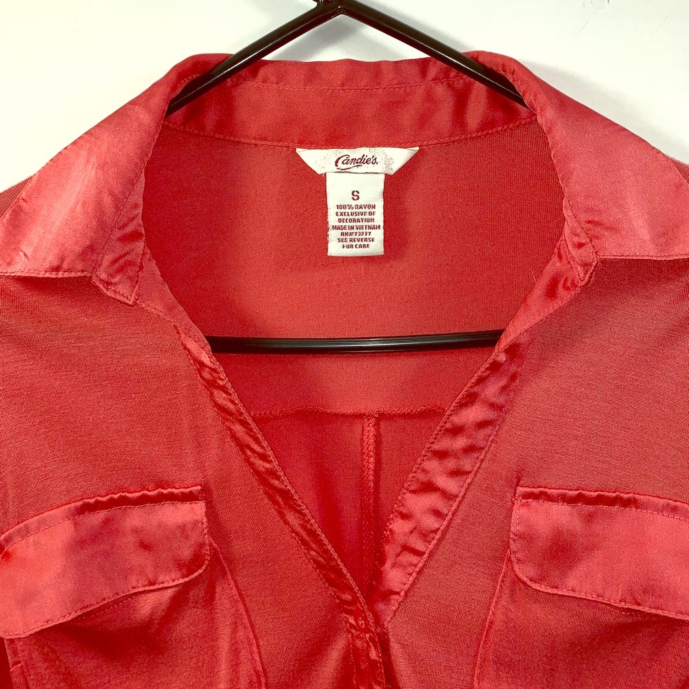Woman’s Candie’s Blouse Button Up Red Size Small
